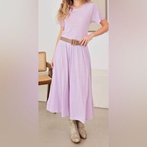 Lavender Short Sleeve Open Back Dress
